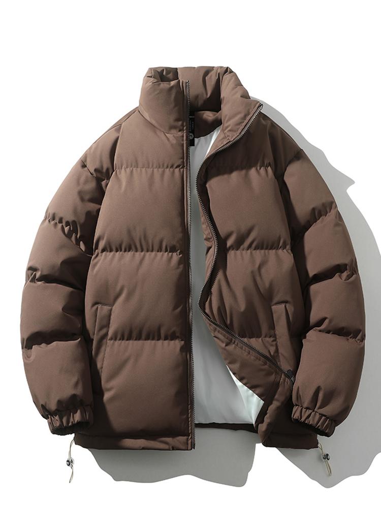 Men's Padded Puffer Jacket – Warm Quilted Winter Outerwear with High Funnel Neck and Zip Fastening