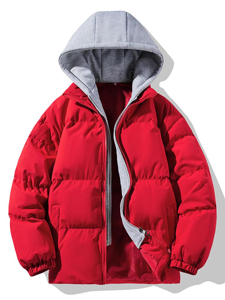 Men's Padded Puffer Jacket with Detachable Hood – Warm Zip-Up Winter Outerwear for Everyday Wear