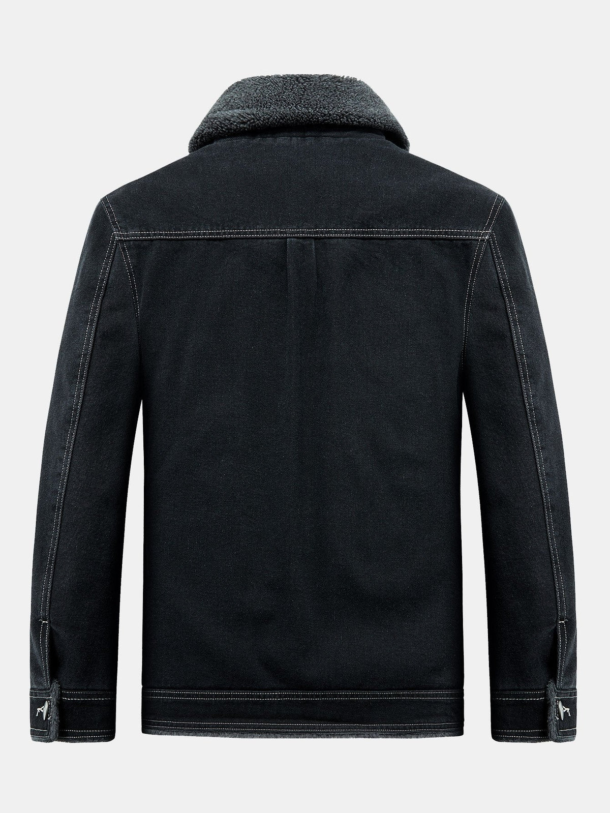 Men's Borg-Lined Denim Jacket – Vintage Washed Button-Up Winter Outerwear with Sherpa Collar and Utility Pockets