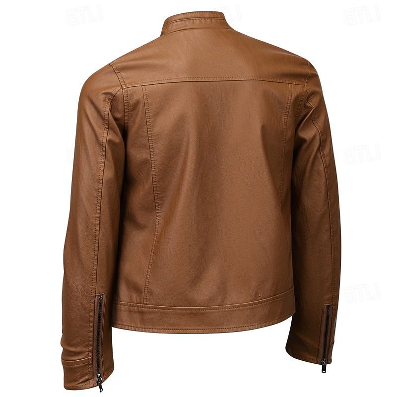 Kassandra | Men's Leather Biker Jacket with Stand Collar