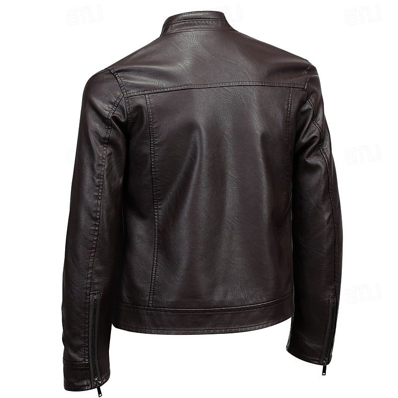 Kassandra | Men's Leather Biker Jacket with Stand Collar