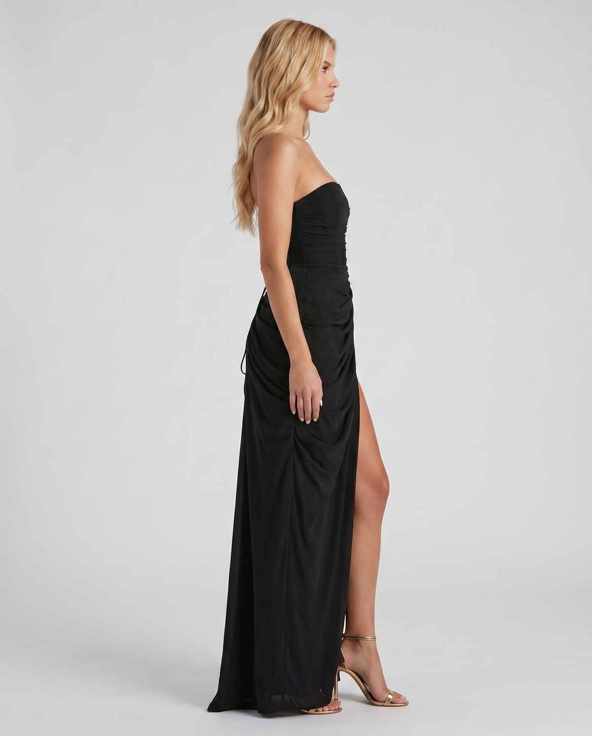 Cyrana Ruched Maxi Dress - Black