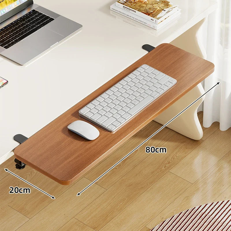 Keyboard & Mouse Platform | Bamboo Slide-Out & Clamp-Mounted | 40 x 20 cm