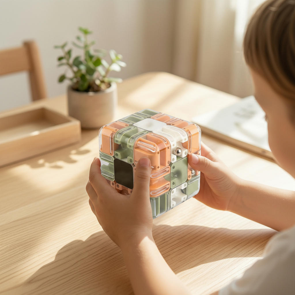 Kids' 3D Maze Puzzle Cube Ball Game Brain Teaser with Clear Shell and Metal