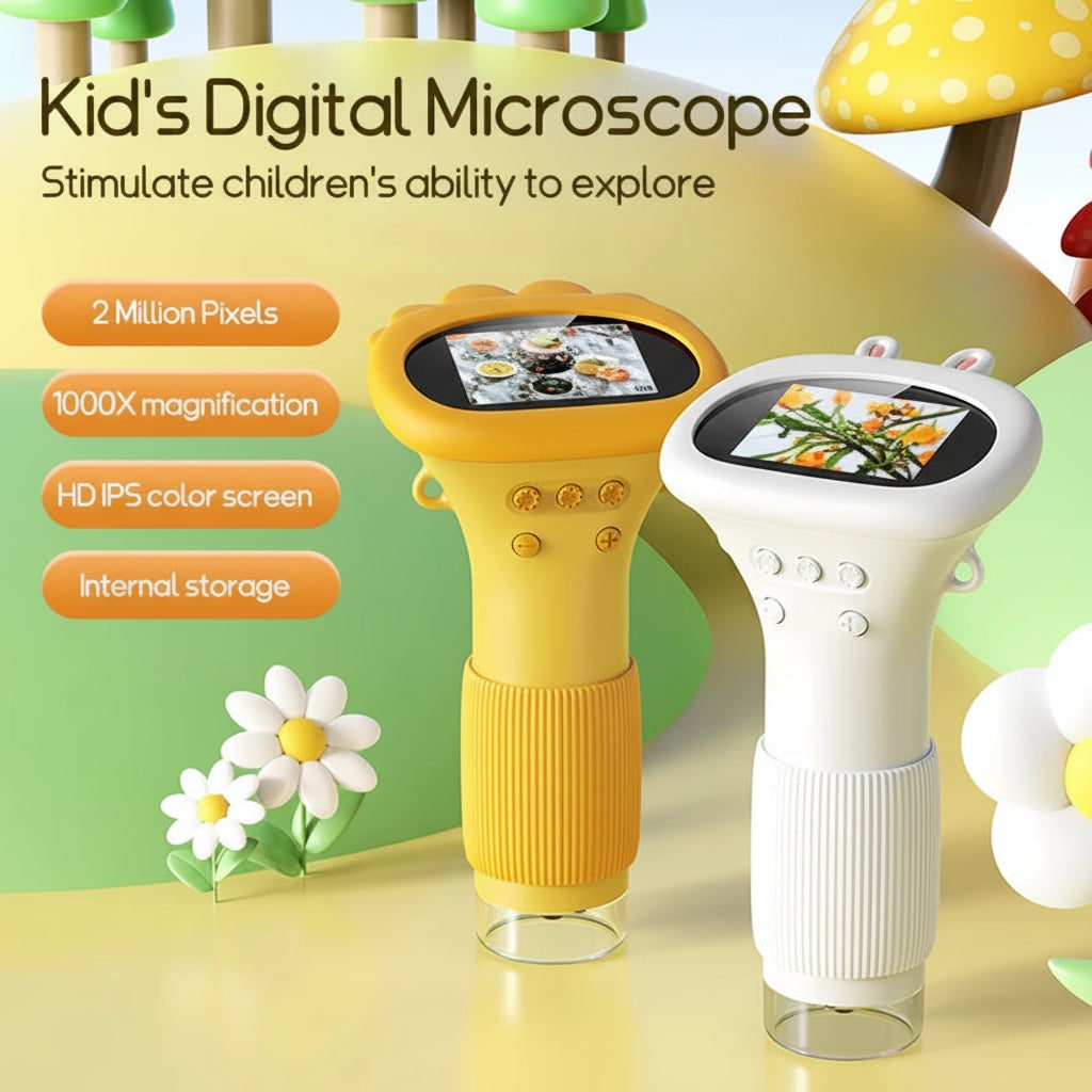 Kids' Digital Microscope and Camera with Lcd Screen Portable Stem Learning Toy