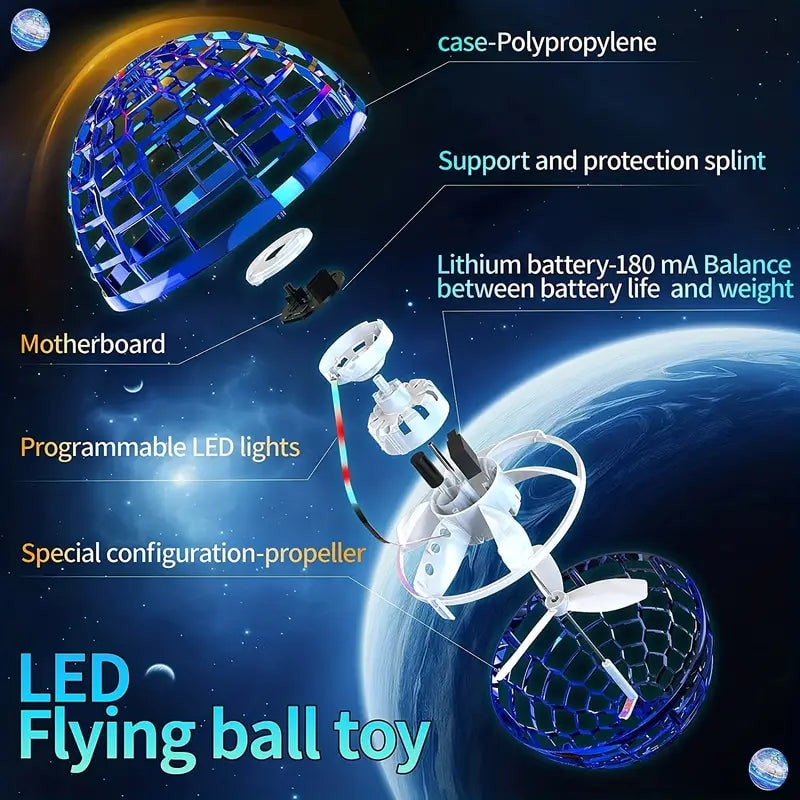 Kids' Flying Orb Ball with LED Lights and Rechargeable Hover Toy