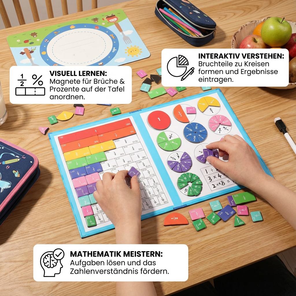Kids' Fraction Bars Model with Magnetic Tiles and Circles Activity Book