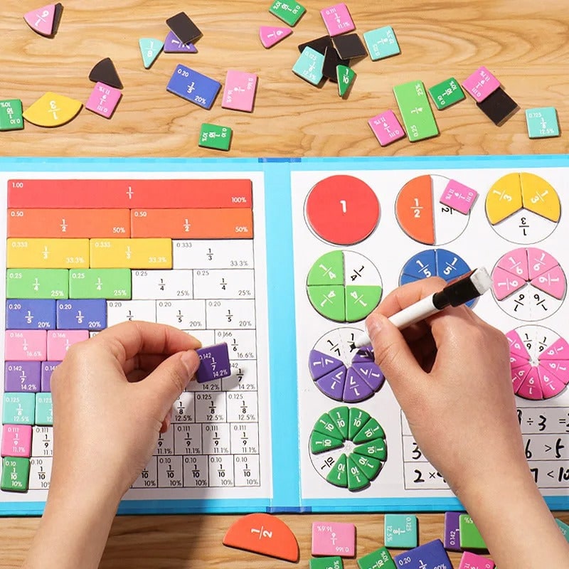 Kids' Fraction Bars Model with Magnetic Tiles and Circles Activity Book