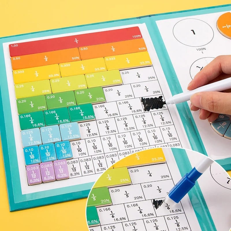 Kids' Fraction Bars Model with Magnetic Tiles and Circles Activity Book