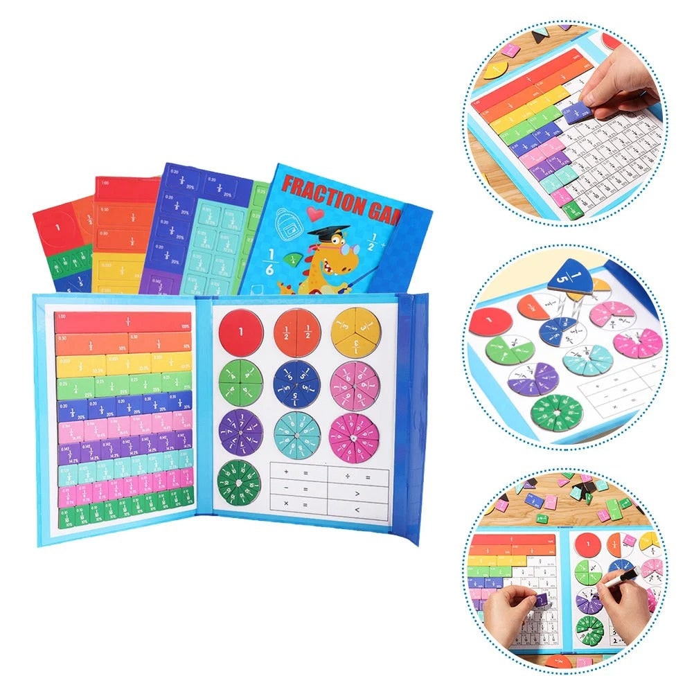 Kids' Fraction Bars Model with Magnetic Tiles and Circles Activity Book