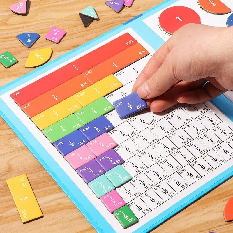 Kids' Fraction Bars Model with Magnetic Tiles and Circles Activity Book