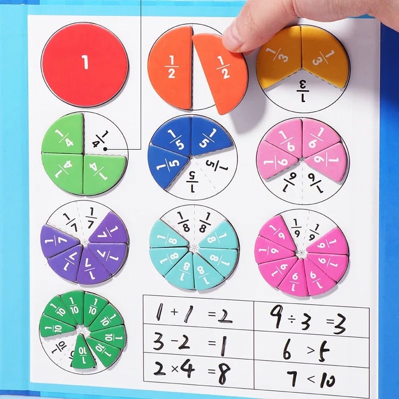 Kids' Fraction Bars Model with Magnetic Tiles and Circles Activity Book