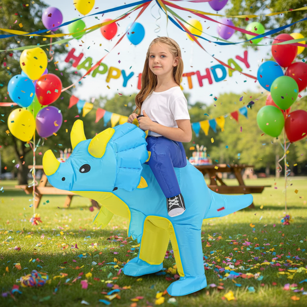 Kids' Halloween Inflatable Dinosaur Costume Outfit Suit with Built-In Fan and Step-In Design