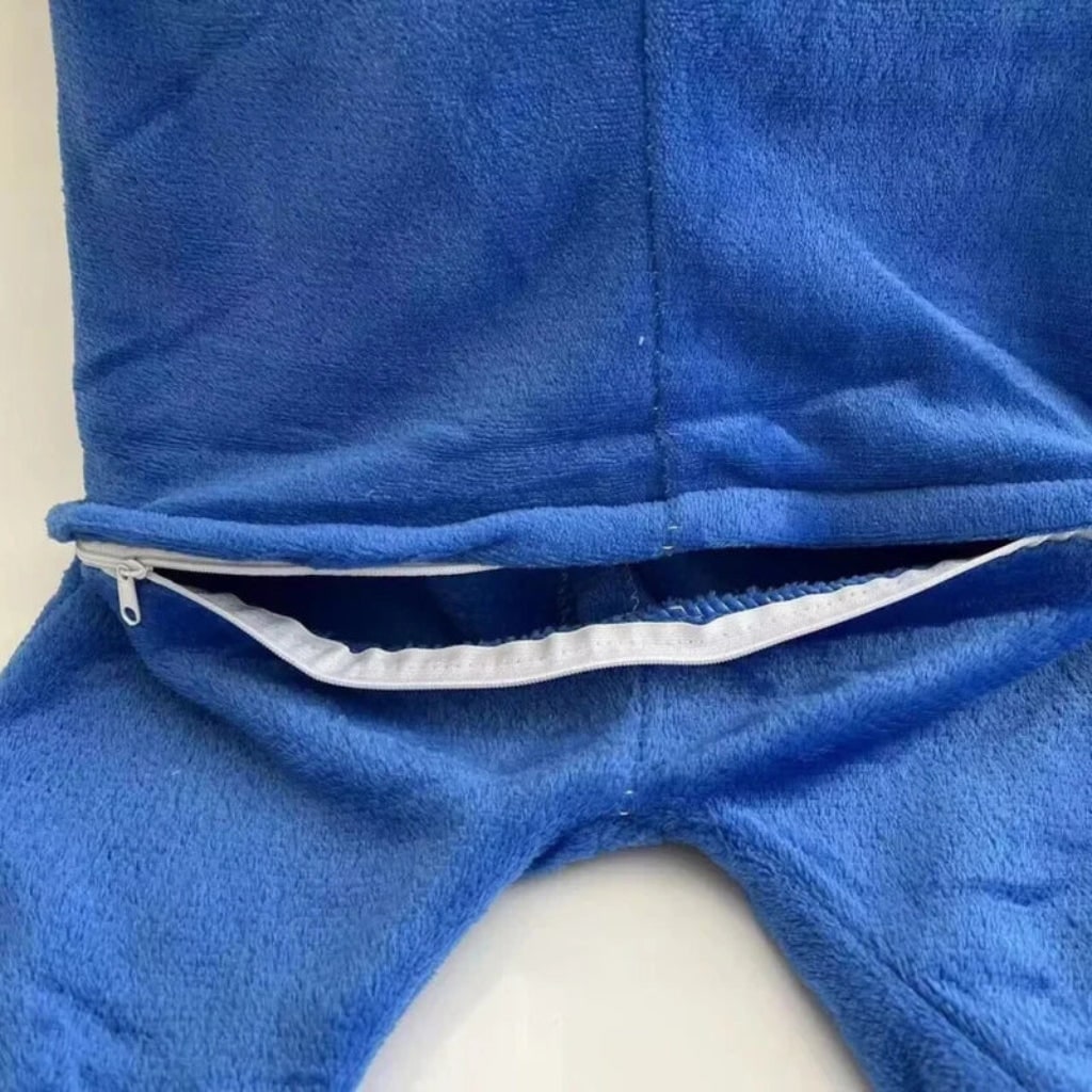 Kids' Halloween Plush Monster Jumpsuit Costume with Hood and Felt Teeth