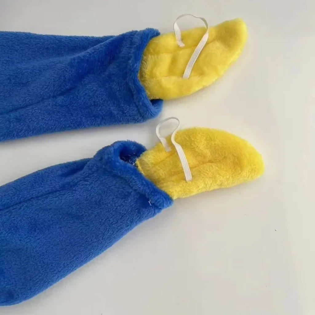 Kids' Halloween Plush Monster Jumpsuit Costume with Hood and Felt Teeth