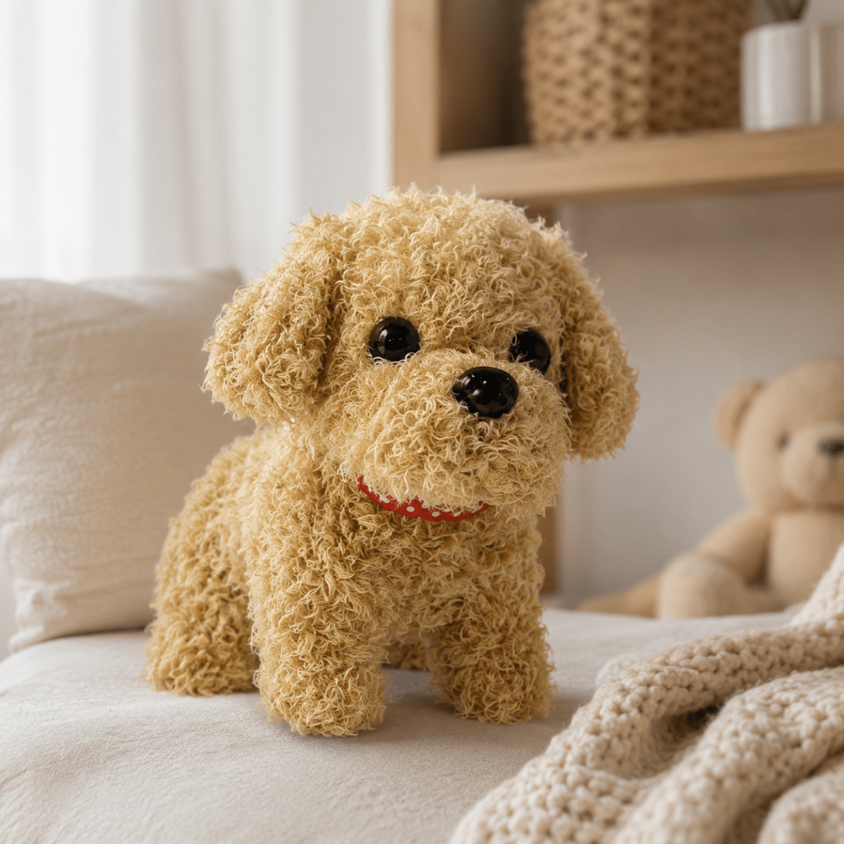 Kids' Interactive Toy Dog Robot with Movement and Sounds Battery Operated Plush Puppy Tug Of War
