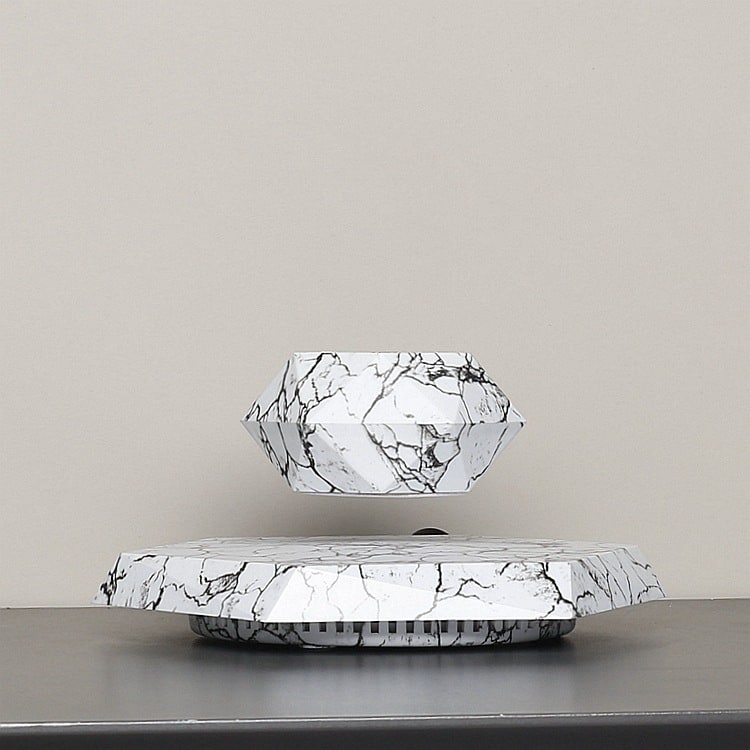 Levitating Plant Pot with Floating Magnetic Base and Marble Pattern Rotating Planter