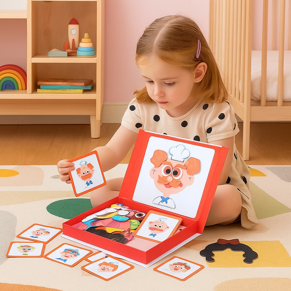 Kids' Magnetic Puzzle Book with Mix-And-Match Face Pieces