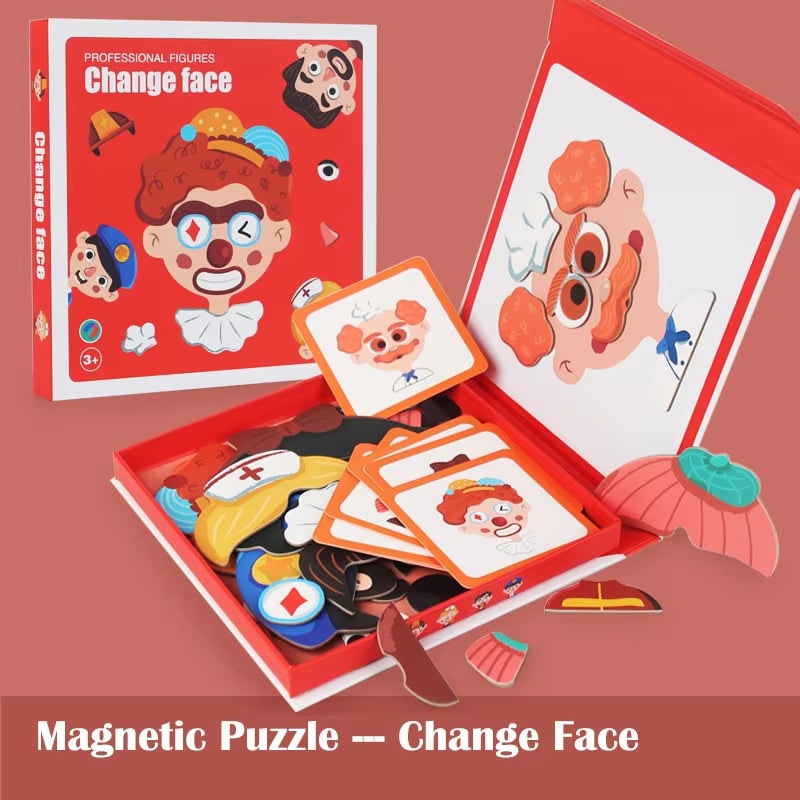 Kids' Magnetic Puzzle Book with Mix-And-Match Face Pieces