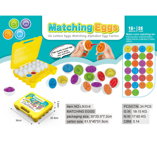 Kids' Matching Eggs Toy with Fine Motor Skills Development and Shape Learning In Carton