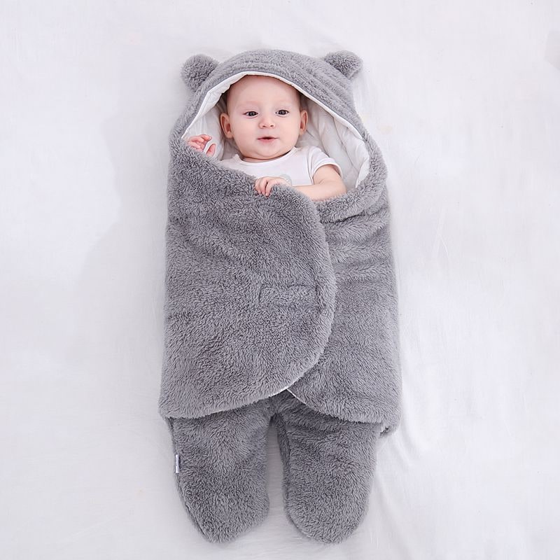 Kids' Newborn Swaddle Blanket with Legs Hooded Infant and Baby Sleeping Bag with Sherpa Fleece