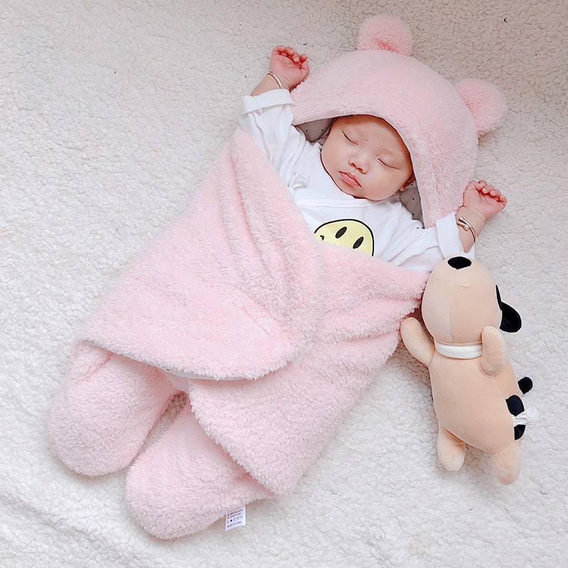 Kids' Newborn Swaddle Blanket with Legs Hooded Infant and Baby Sleeping Bag with Sherpa Fleece
