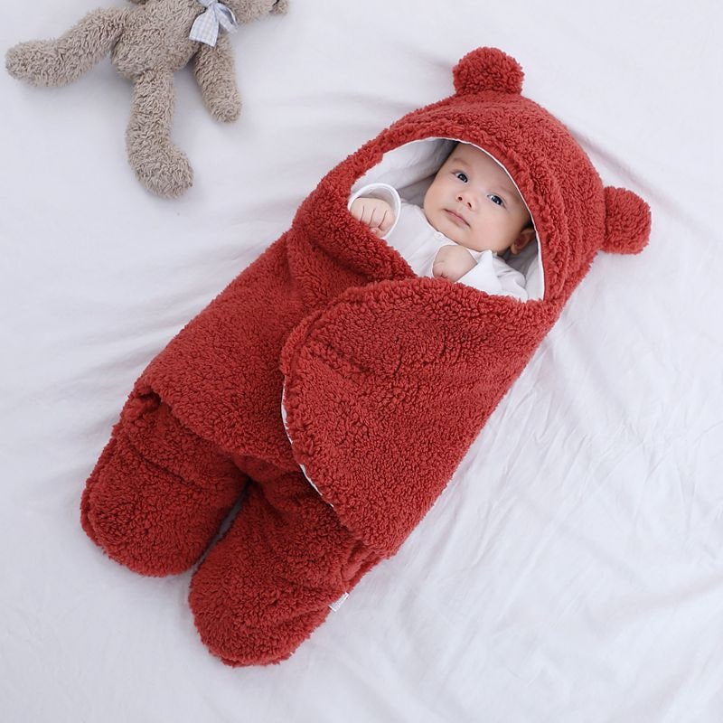 Kids' Newborn Swaddle Blanket with Legs Hooded Infant and Baby Sleeping Bag with Sherpa Fleece