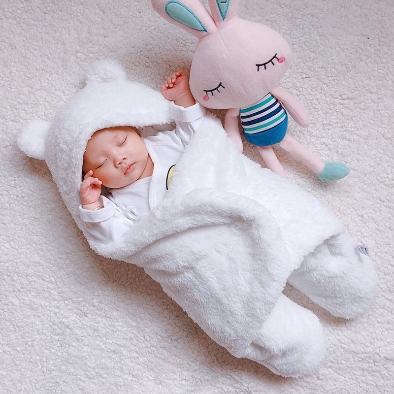 Kids' Newborn Swaddle Blanket with Legs Hooded Infant and Baby Sleeping Bag with Sherpa Fleece