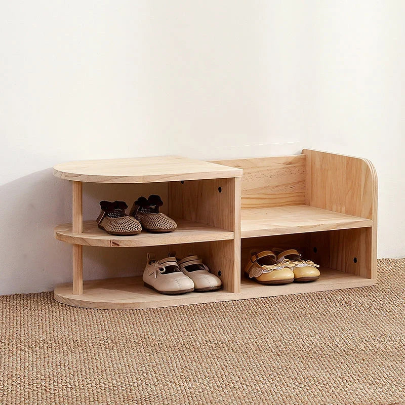 Kids Shoe Rack | Solid Pine Wood & Rounded Corners | 70 cm Long