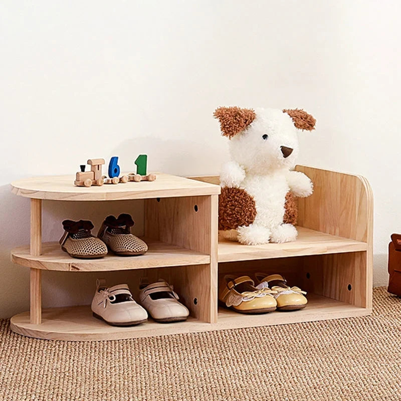 Kids Shoe Rack | Solid Pine Wood & Rounded Corners | 70 cm Long