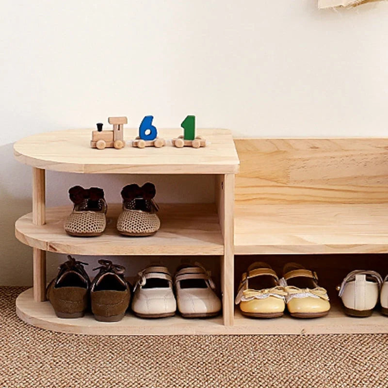 Kids Shoe Rack | Solid Pine Wood & Rounded Corners | 70 cm Long
