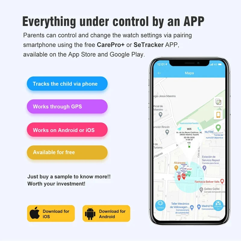 Kids Smartwatch | 4G GPS+WiFi Tracking & HD Touchscreen | IP67 Water-Resistant