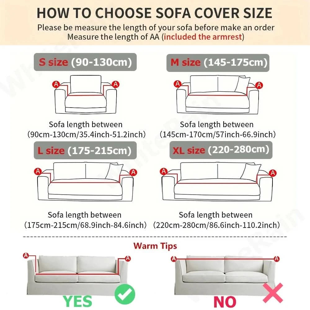 Stretch Sofa Cover with Jacquard Ribbed Fabric and Non-Slip Backing