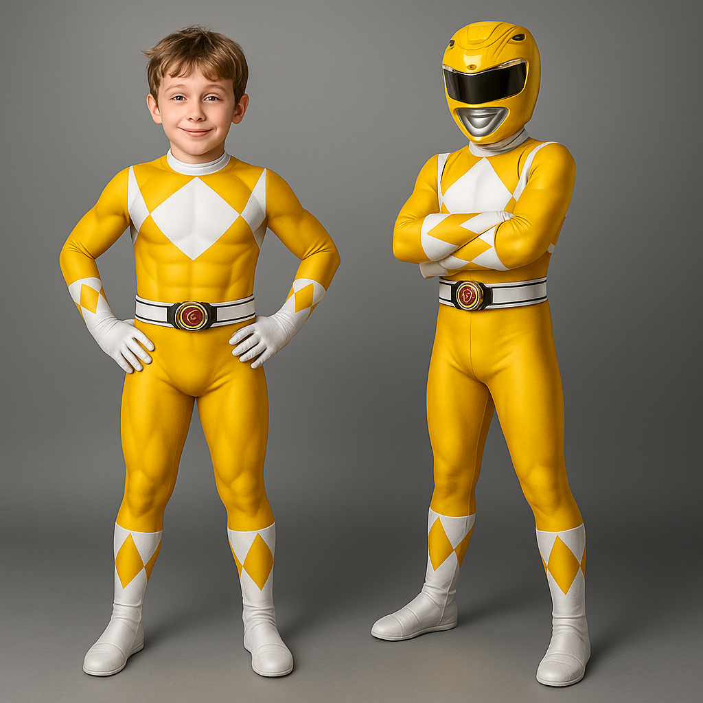 Kids' Superhero Catsuit Costume Jumpsuit with Mask Gloves and Diamond Pattern