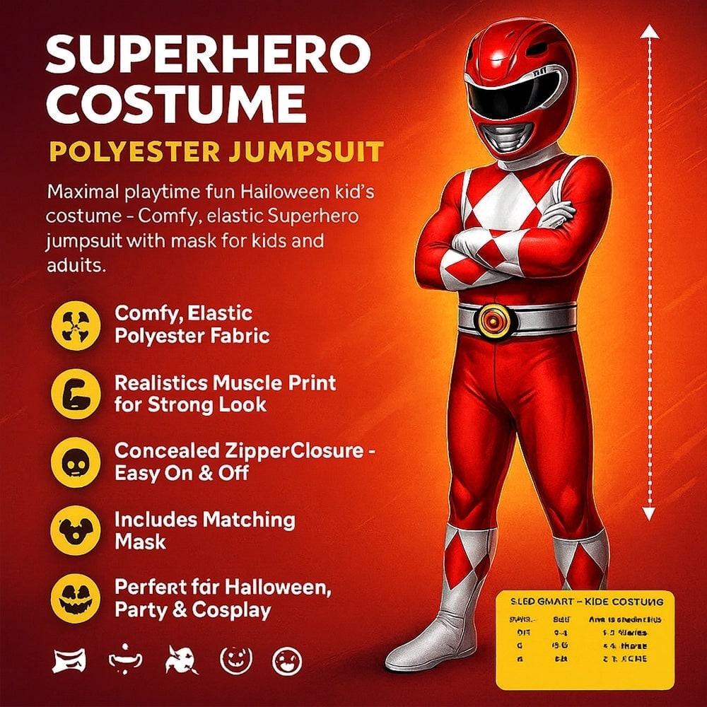 Kids' Superhero Catsuit Costume Jumpsuit with Mask Gloves and Diamond Pattern