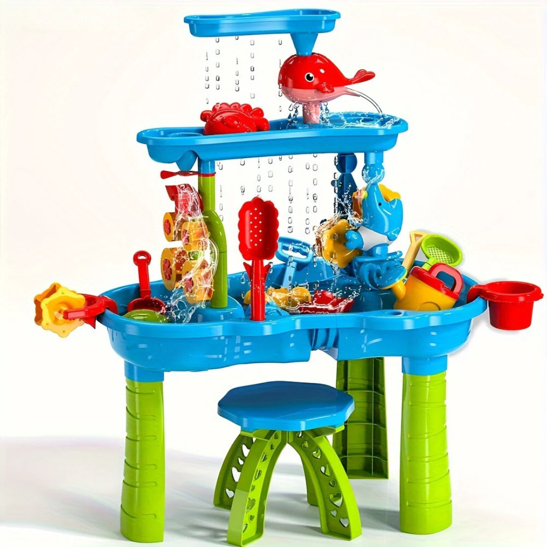 Kids' Water Table with Multi-Tier Design and Accessory Toys for Outdoor Play