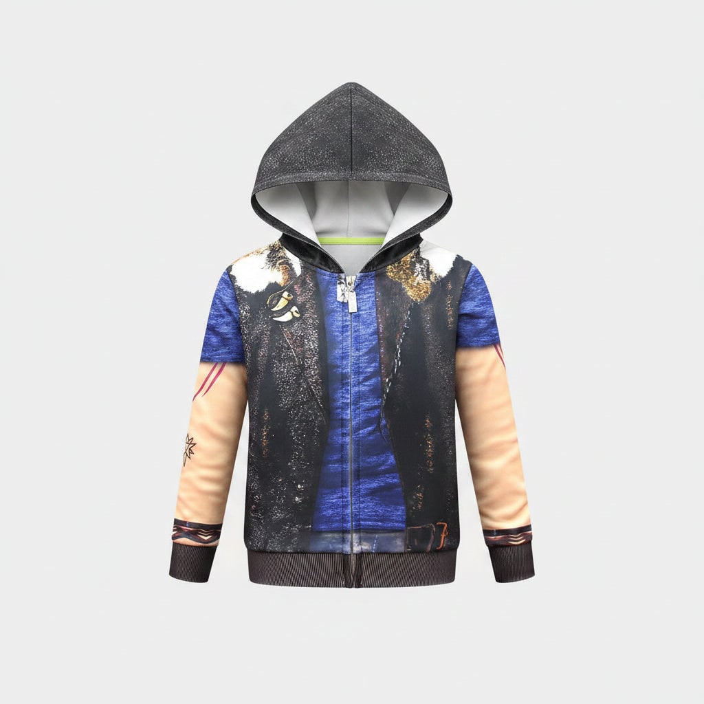 Kids' Werewolf Costume with Realistic Printed Details and Zip-Up Closure