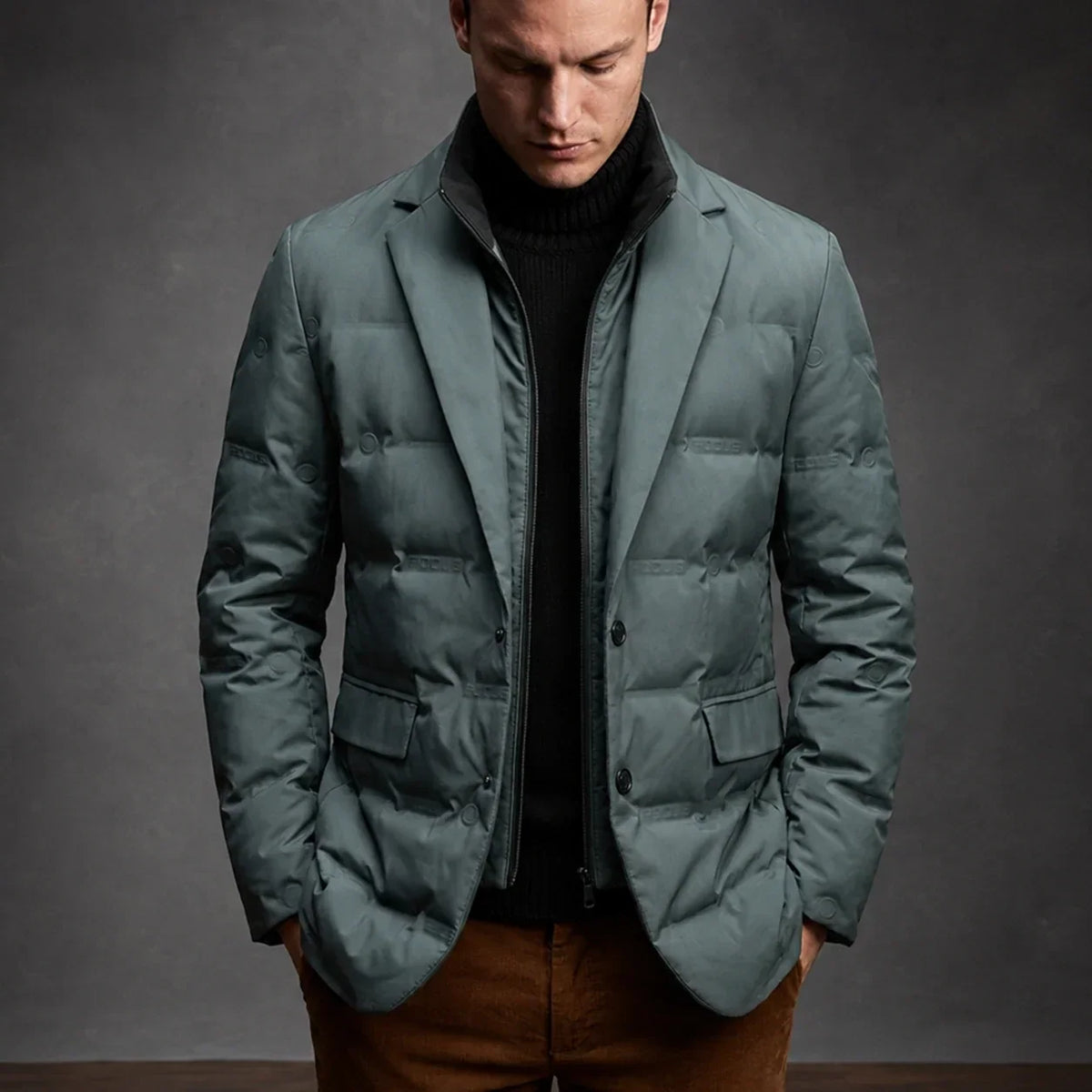 Kieran - Men's Duck Down Puffer Blazer with Button Front