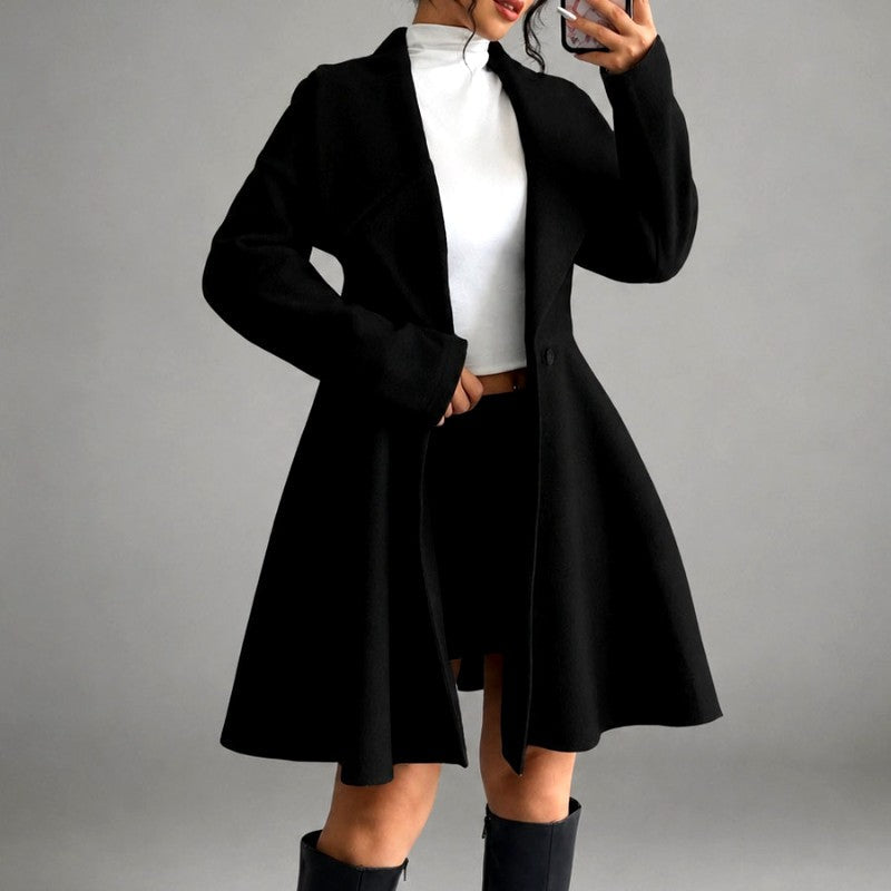 Kira - Women's Wool Notched Lapel Fit and Flare Dress