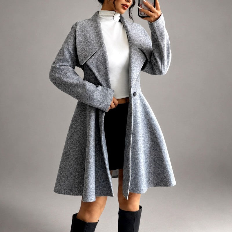 Kira - Women's Wool Notched Lapel Fit and Flare Dress