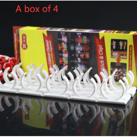 Kitchen Cabinet Spice Rack Organizer with Adhesive Gripper Clips for Wall Hanging Storage