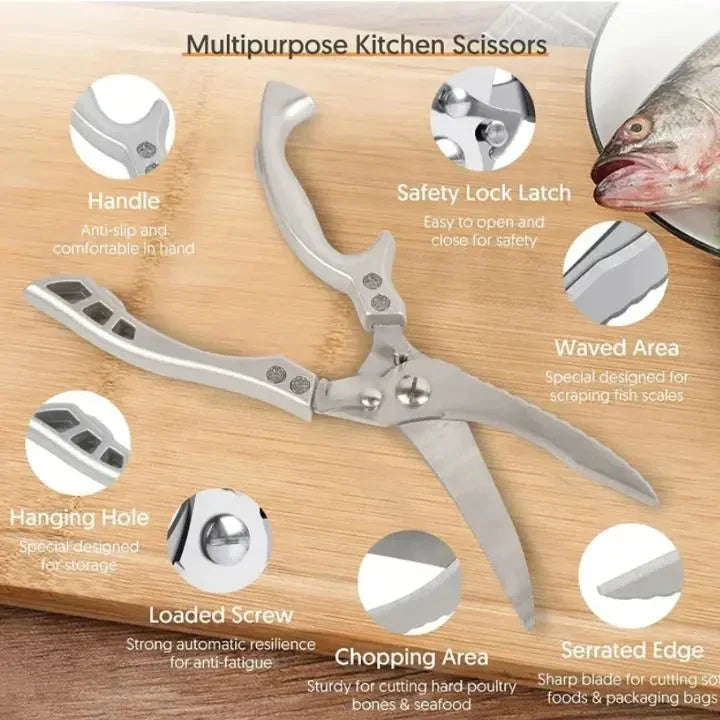 Kitchen Shears | Heavy-Duty Stainless Steel & Safety Lock