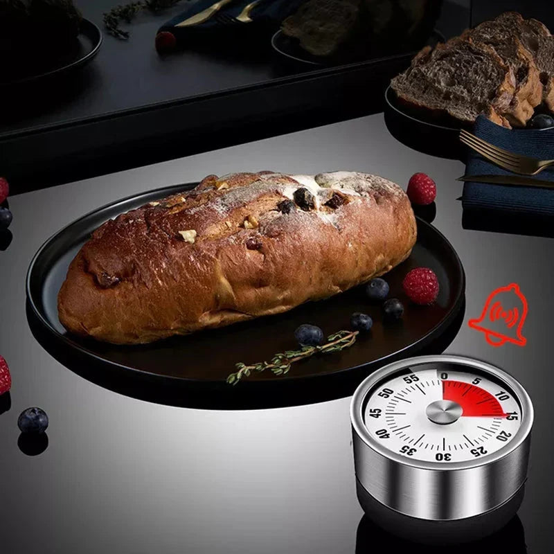 Kitchen Timer | Mechanical Stainless Steel & Magnetic Base | 59-Minute