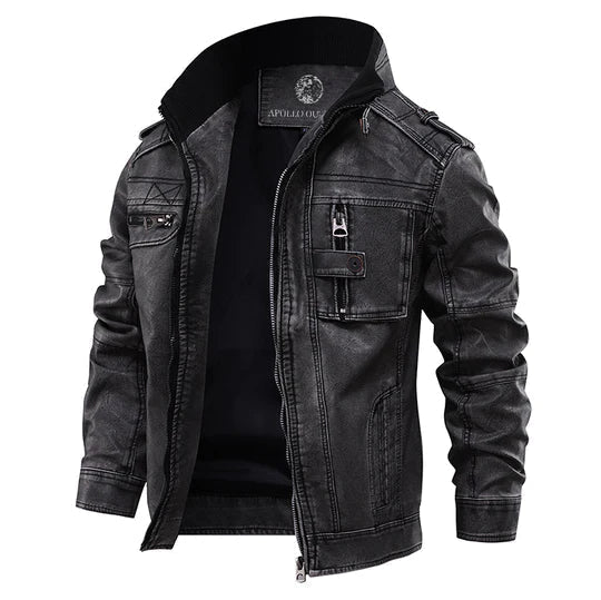 Men's Black Leather Jacket | Classic Biker Style