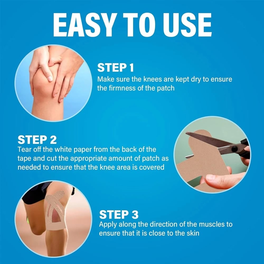 Knee Elastic Kinesiology Tape with Pre-Cut Strips for Professional Support