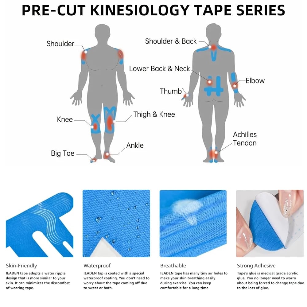 Knee Elastic Kinesiology Tape with Pre-Cut Strips for Professional Support
