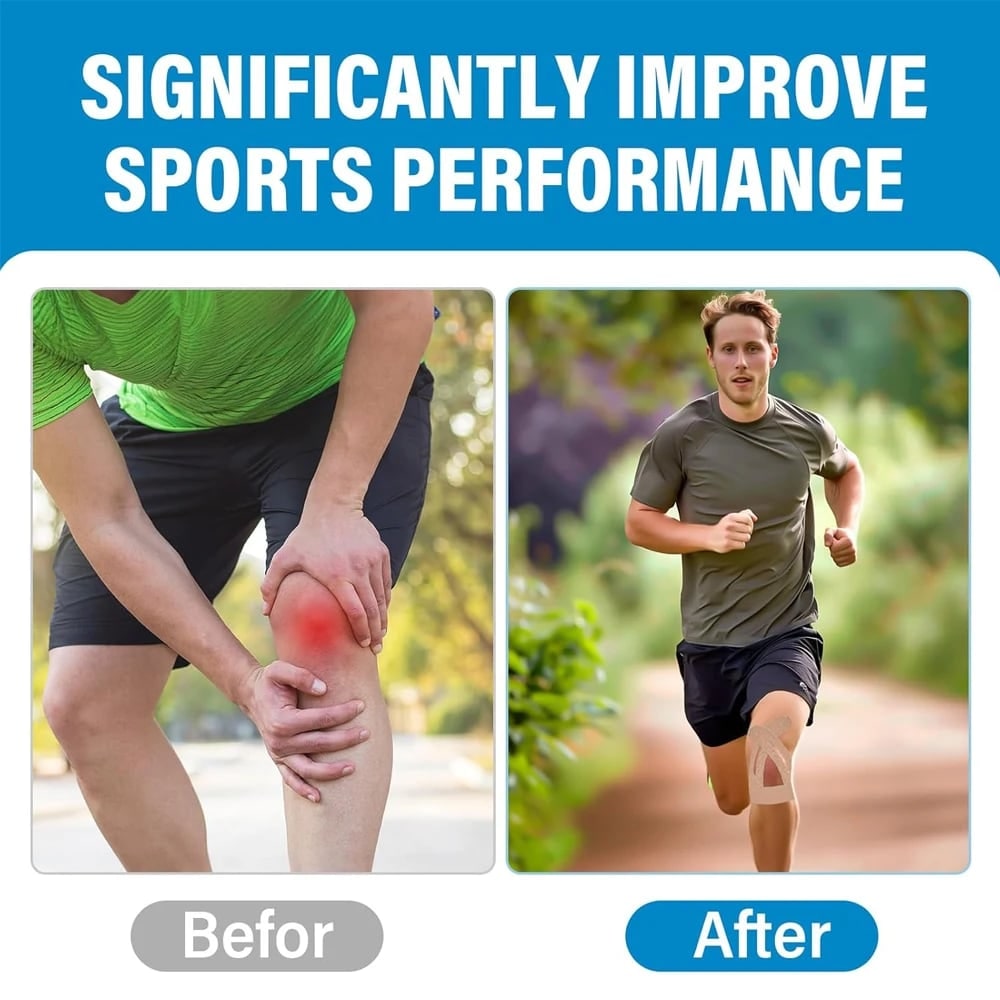 Knee Elastic Kinesiology Tape with Pre-Cut Strips for Professional Support