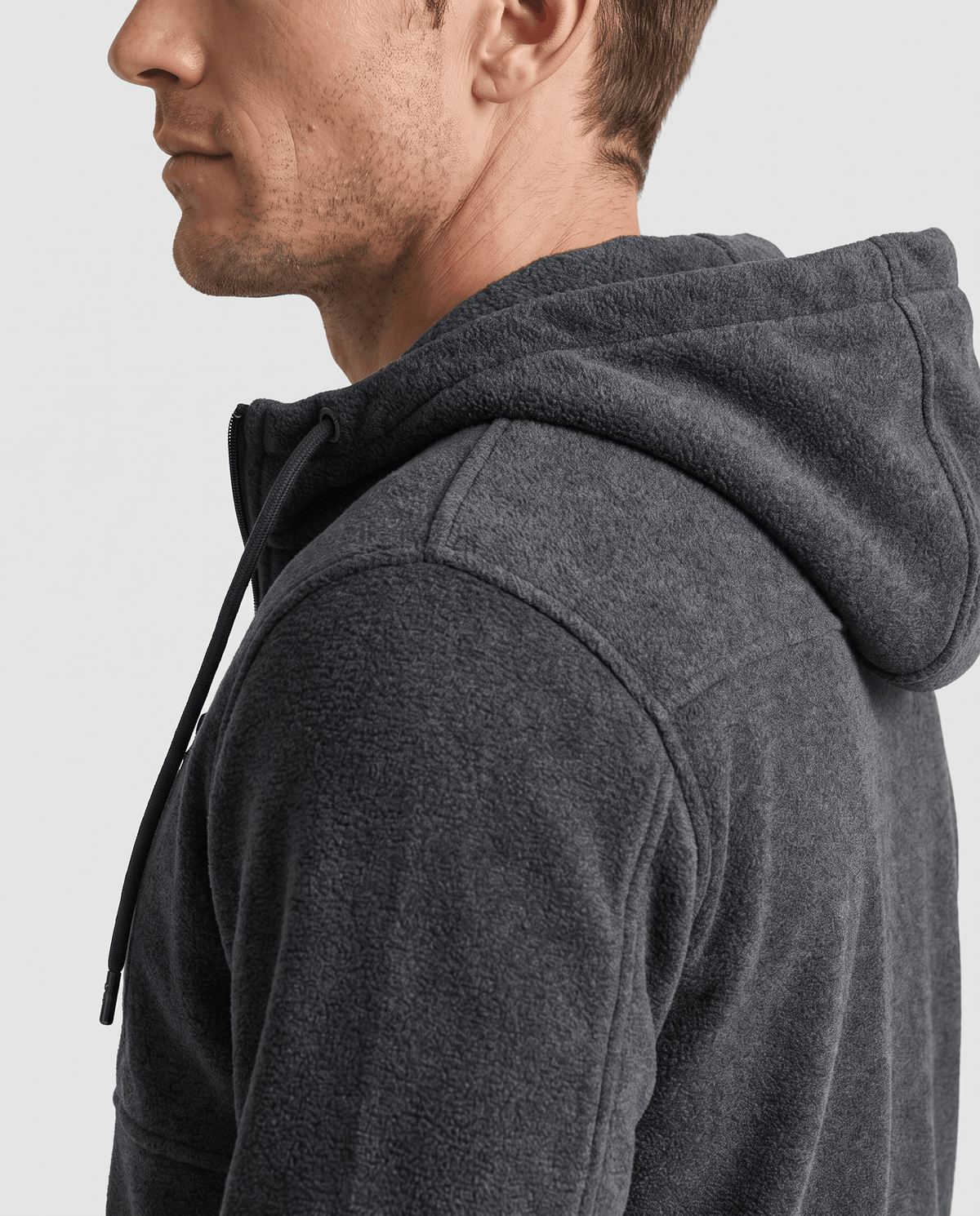 Knit Fleece Zip-Up Hoodie – Chest Pocket, Drawstring Hood & Regular Fit | Getaria
