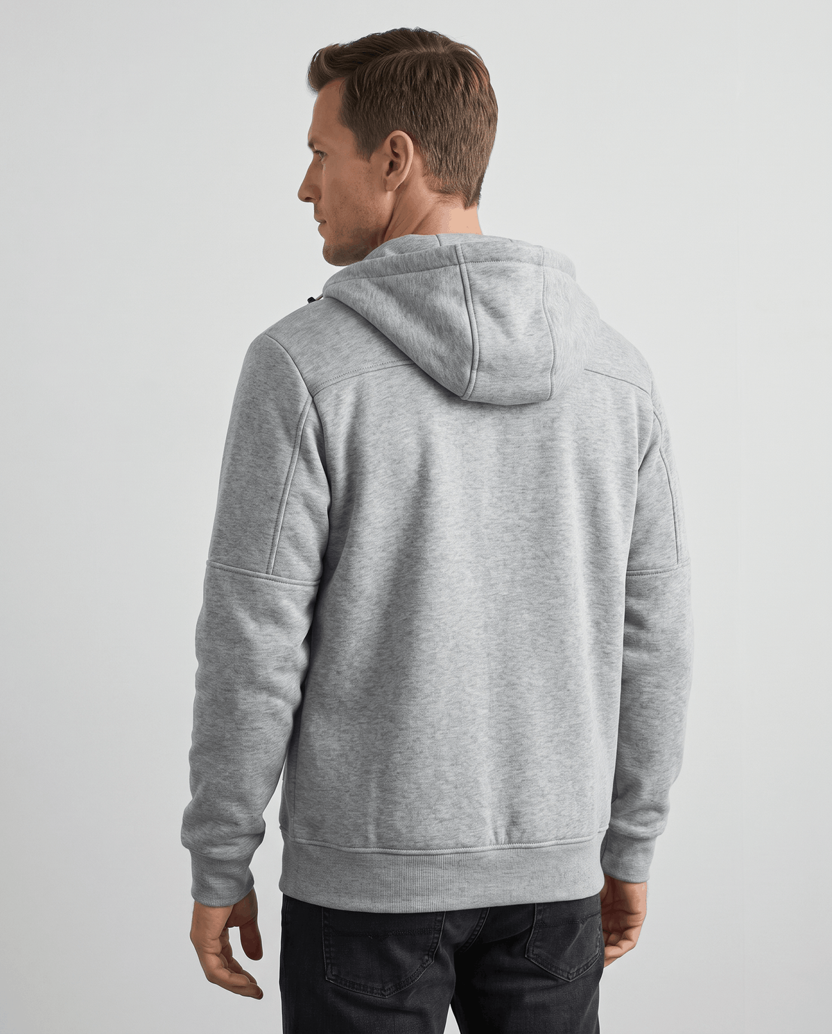 Knit Fleece Zip-Up Hoodie – Chest Pocket, Drawstring Hood & Regular Fit | Getaria