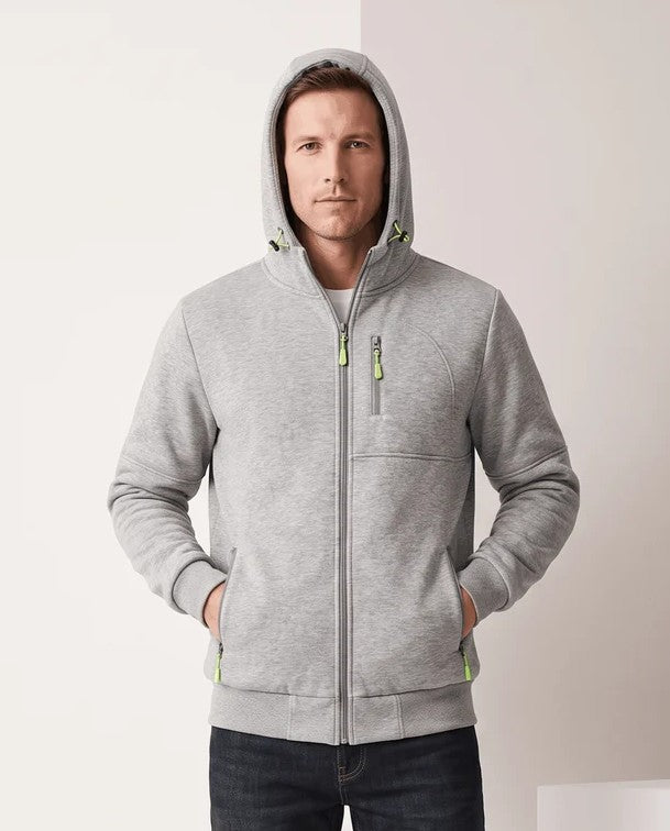 Knit Fleece Zip-Up Hoodie – Chest Pocket, Drawstring Hood & Regular Fit | Getaria